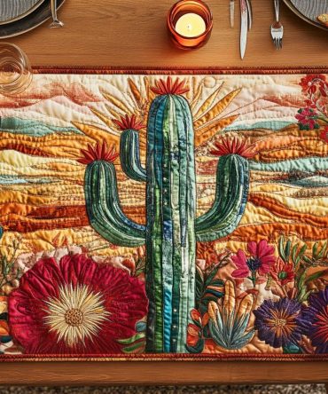 Cactus Sunset Quilted Table Runner
