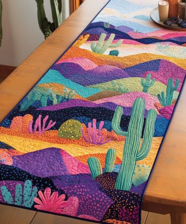 Cactus Whisper Quilted Table Runner
