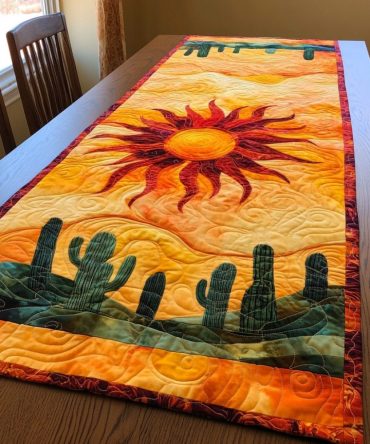 Cactus Whisper Quilted Table Runner