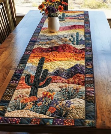 Cactus And Sun Quilted Table Runner