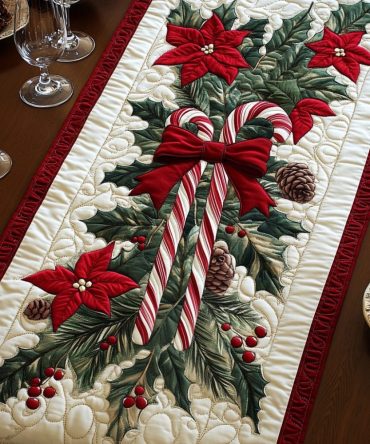 Candy Cane Bliss Quilted Table Runner