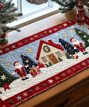 Candy Cane Lane Quilted Table Runner