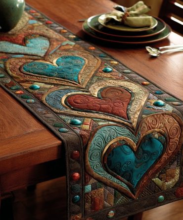 Canyon Hearts Quilted Table Runner