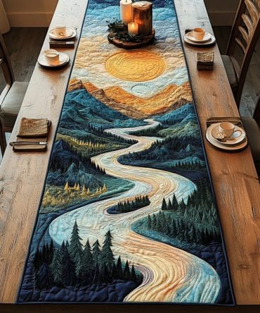 Canyon Stream Quilted Table Runner