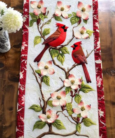 Cardinal Beauty Quilted Table Runner