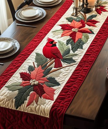 Cardinal Beauty Quilted Table Runner