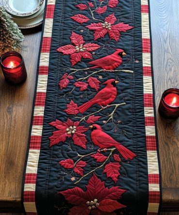 Cardinal Branch Quilted Table Runner