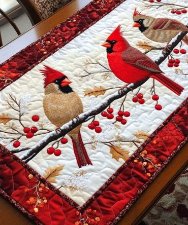 Cardinal Cadence Quilted Table Runner