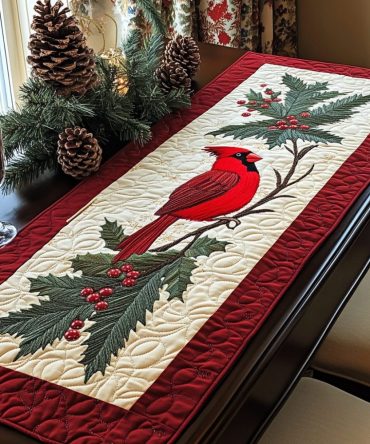 Cardinal Call Quilted Table Runner