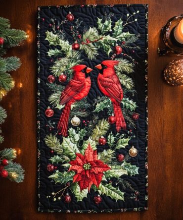 Cardinal Charm Quilted Table Runner