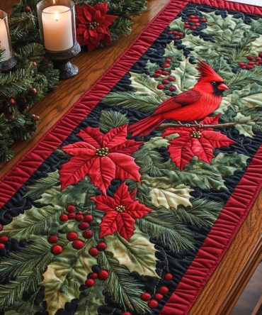 Cardinal Cheer Quilted Table Runner