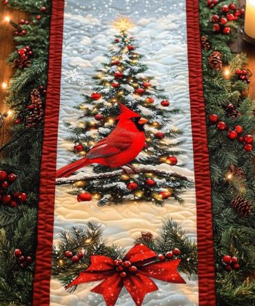 Cardinal Delight Quilted Table Runner