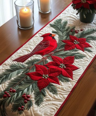 Cardinal Dreams Quilted Table Runner
