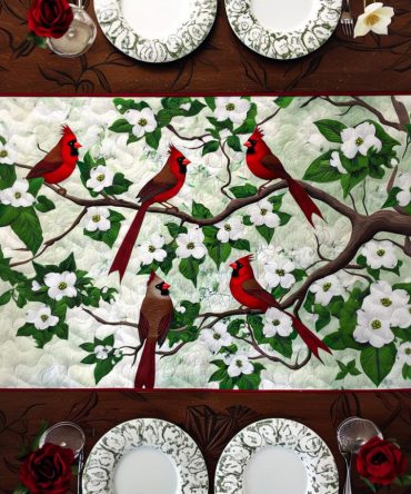 Cardinal Garden Quilted Table Runner