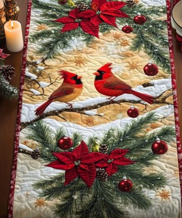Cardinal Glow Quilted Table Runner