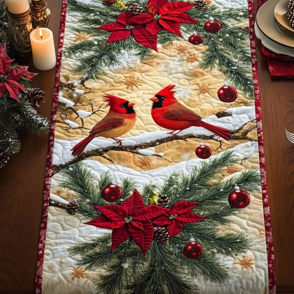 Cardinal Glow Quilted Table Runner