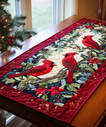 Cardinal Harmony Quilted Table Runner