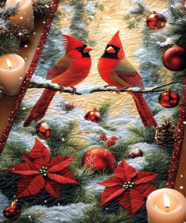 Cardinal Lights Quilted Table Runner