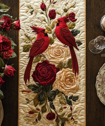 Cardinal Serenity Quilted Table Runner