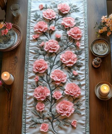 Carnation Dream Quilted Table Runner