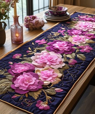 Carnation Glow Quilted Table Runner