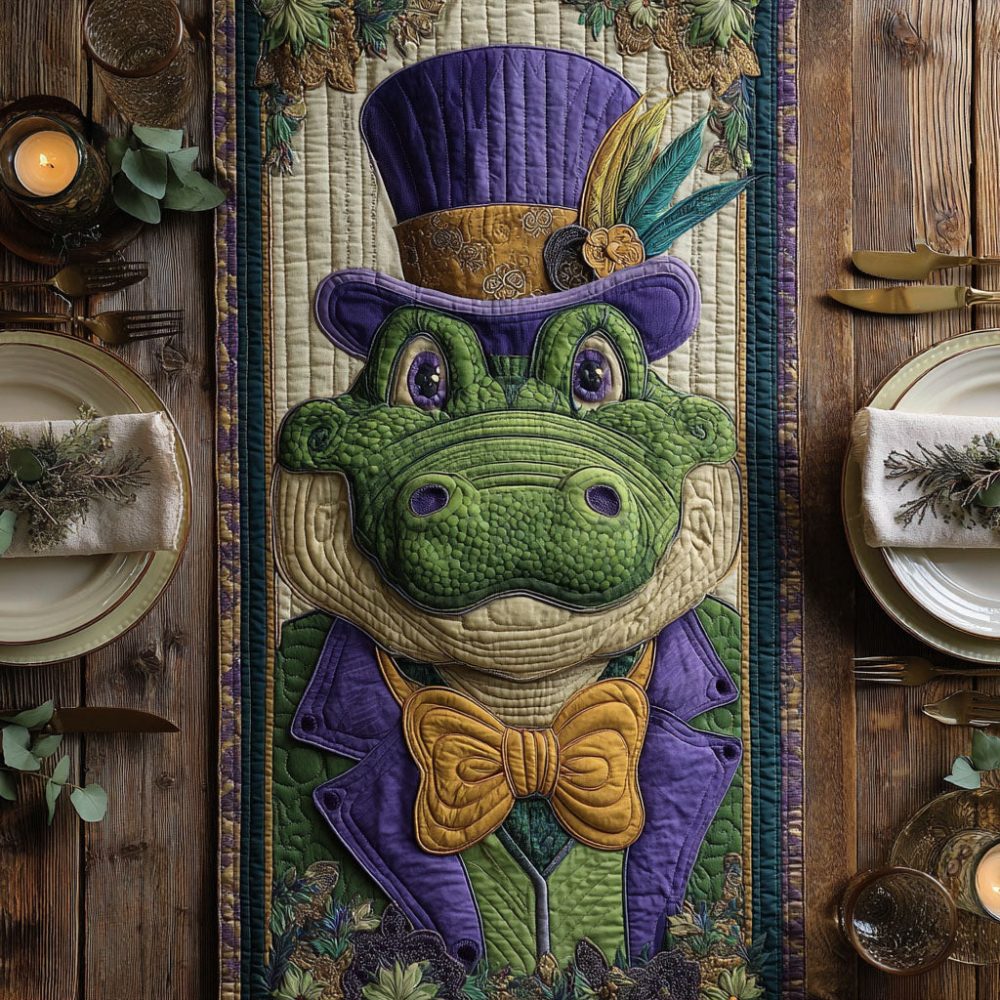 Carnival Gator Quilted Table Runner