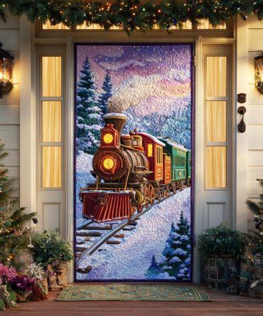 Carol Train Road Quilted Door Cover