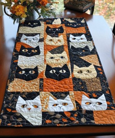 Cat Dreams Quilted Table Runner