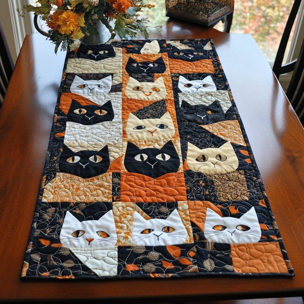 Cat Dreams Quilted Table Runner