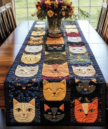 Cat Garden Quilted Table Runner