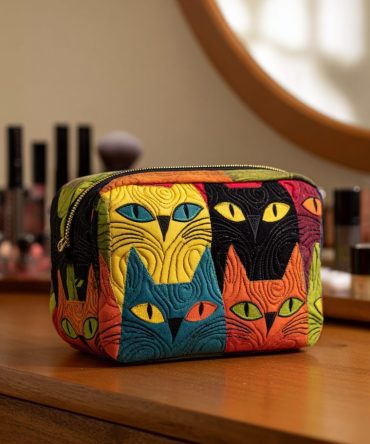 Cat Magic Quilted Makeup Bag