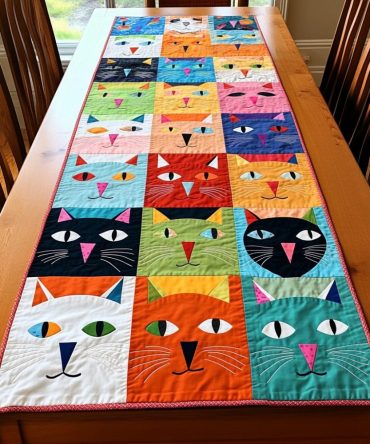 Cat Parade Quilted Table Runner
