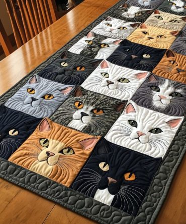 Cat Whispers Quilted Table Runner