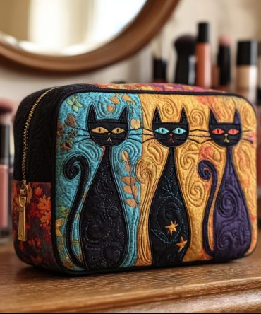 Cat Wonder Quilted Makeup Bag
