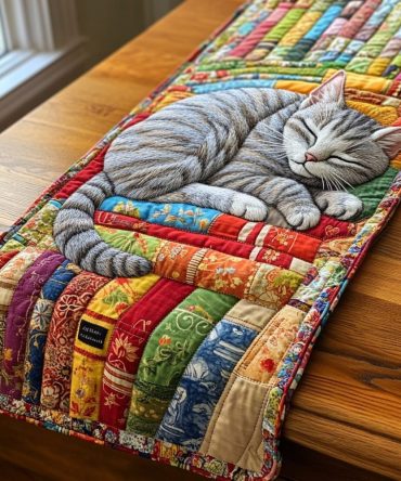 Catnap Bliss Quilted Table Runner