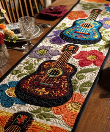 Catrina Guitar Quilted Table Runner