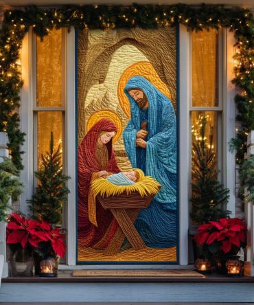 Celestial Birth Quilted Door Cover