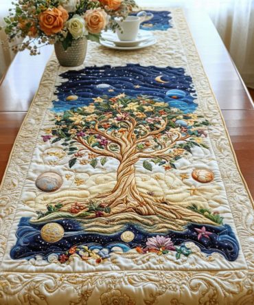 Celestial Bloom Quilted Table Runner