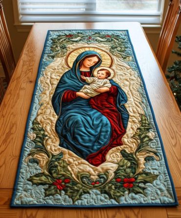 Celestial Mother And Child Quilted Table Runner