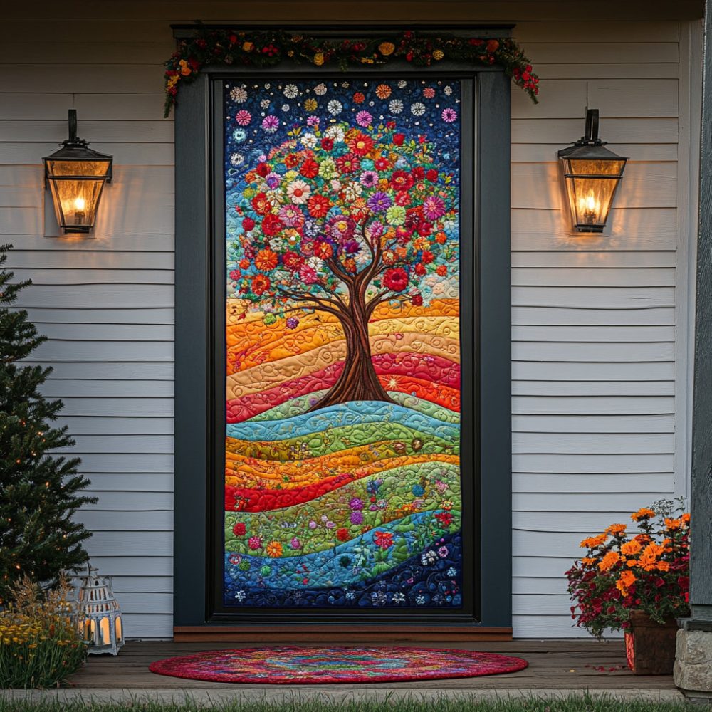 Celestial Roots Quilted Door Cover