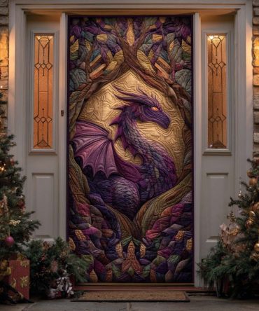 Celestial Warden Quilted Door Cover