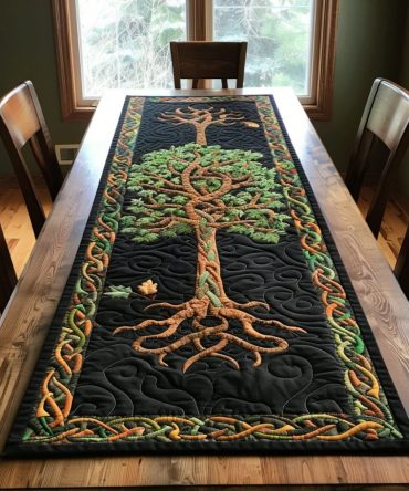Celtic Knotwork Tree Quilted Table Runner