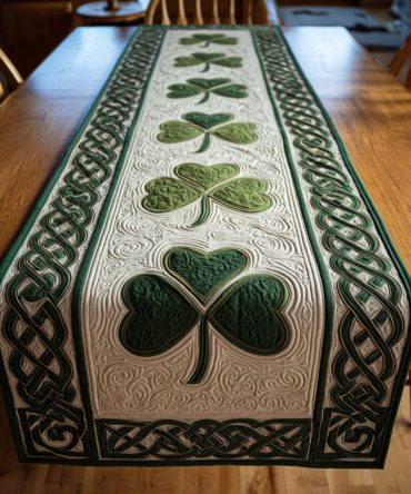 Celtic Shamrock Path Quilted Table Runner