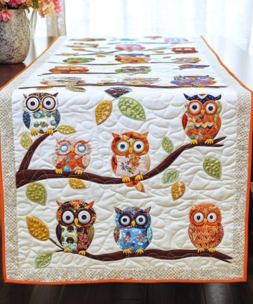 Charming Owls Perch Quilted Table Runner