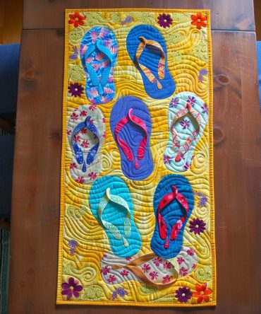 Cheerful Flip-Flop Trail Quilted Table Runner