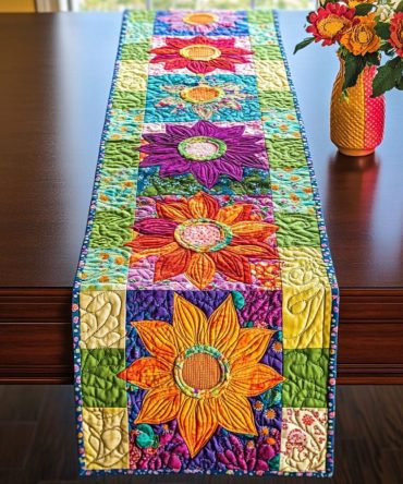 Cheerful Bloom Quilted Table Runner