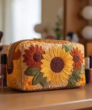 Cheerful Charm Quilted Makeup Bag
