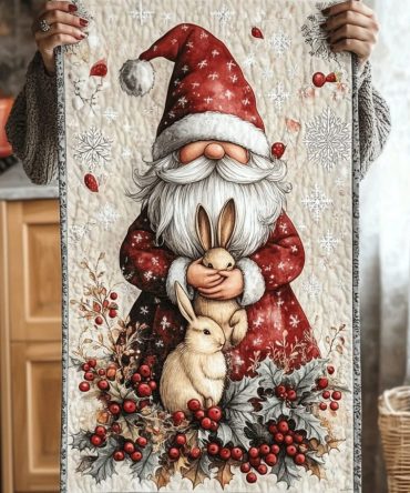 Cheerful Gnome Quilted Table Runner