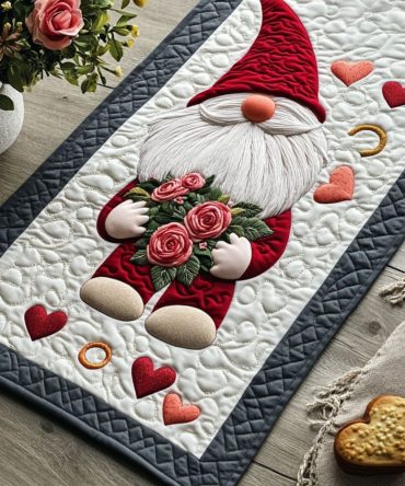 Cherished Gnome Quilted Table Runner
