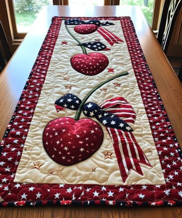 Cherry Glory Quilted Table Runner